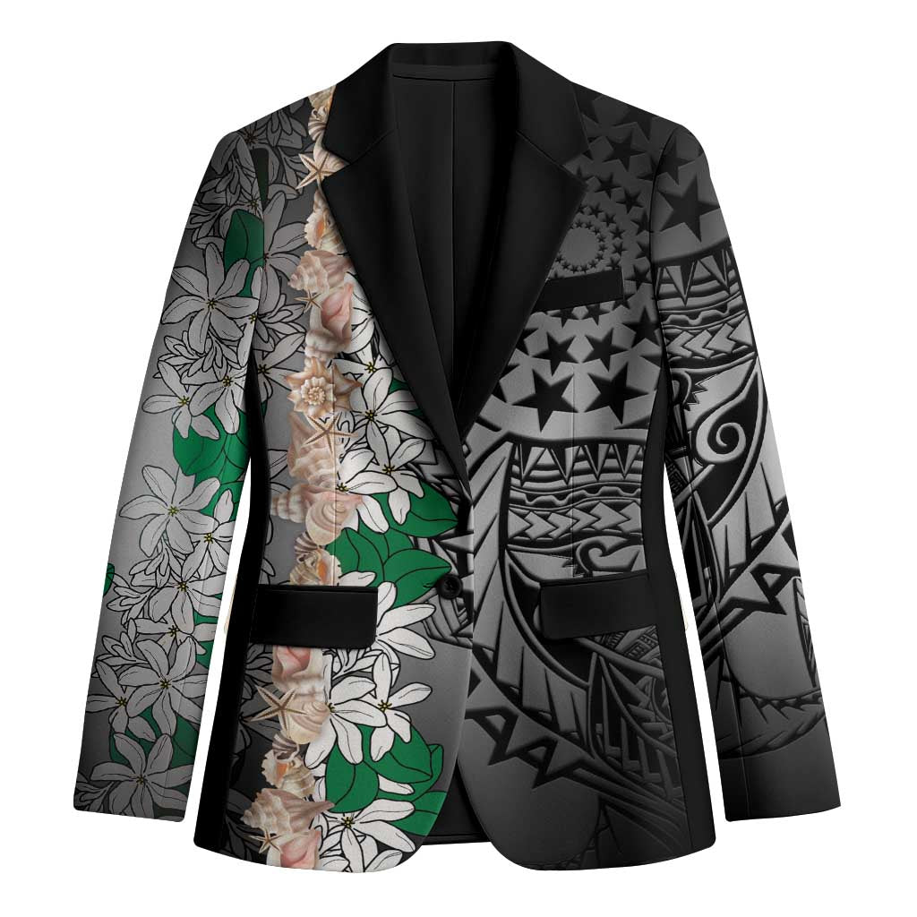 Cook Islands Tiare Maori With Conch Shell Blazer Pasifika Fest Polynesian Tattoo Black