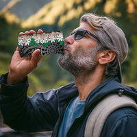 Cook Islands Tiare Maori With Conch Shell 4 in 1 Can Cooler Tumbler Pasifika Fest Polynesian Tattoo Black