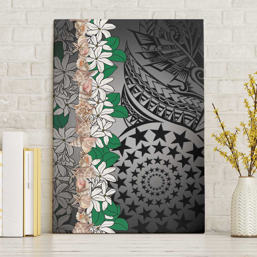 Cook Islands Tiare Maori With Conch Shell Canvas Wall Art Pasifika Fest Polynesian Tattoo Black