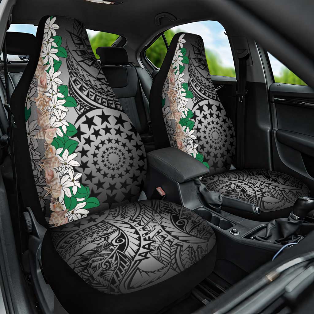 Cook Islands Tiare Maori With Conch Shell Car Seat Cover Pasifika Fest Polynesian Tattoo Black