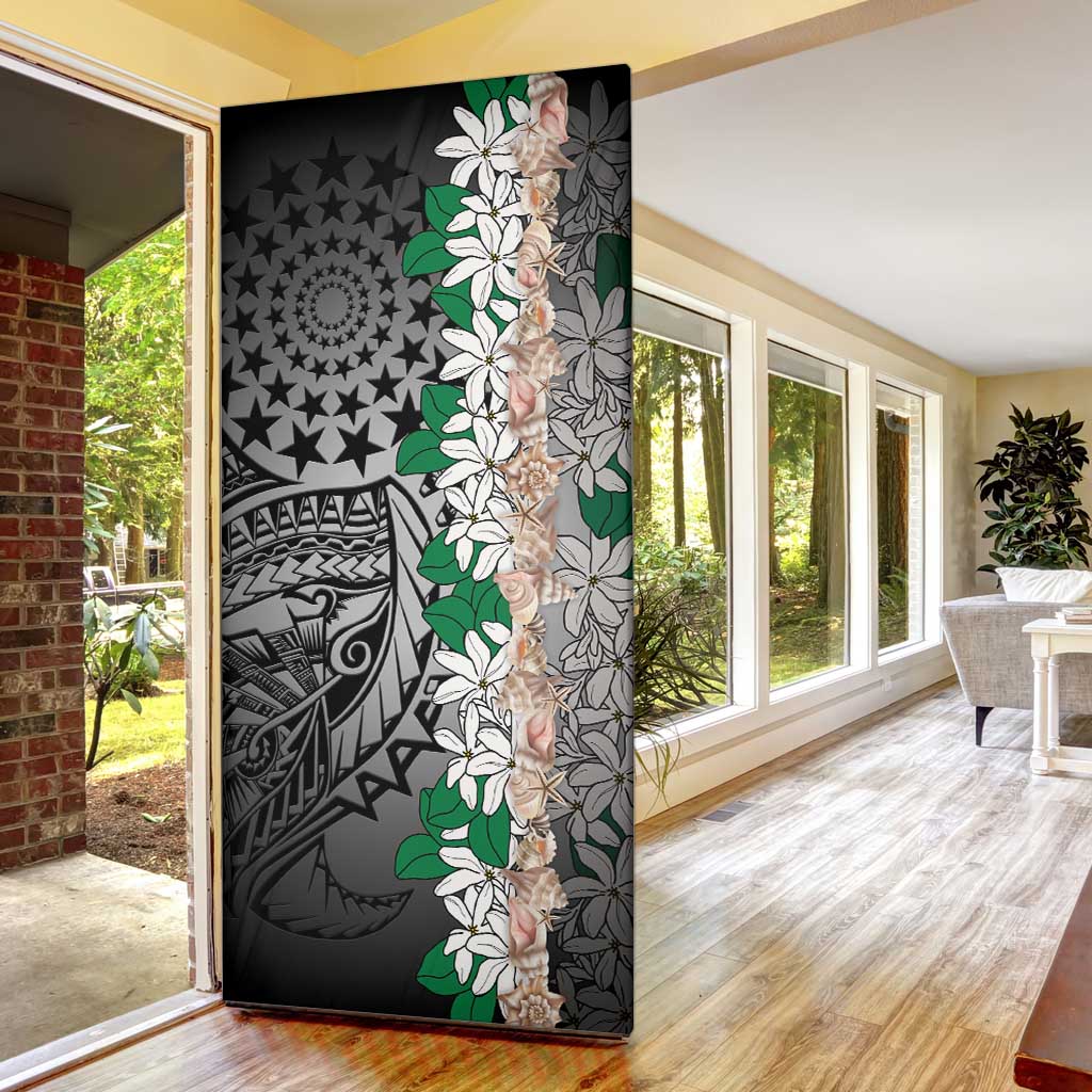 Cook Islands Tiare Maori With Conch Shell Door Cover Pasifika Fest Polynesian Tattoo Black