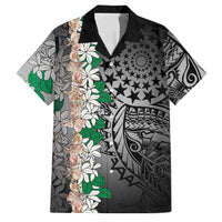 Cook Islands Tiare Maori With Conch Shell Family Matching Short Sleeve Bodycon Dress and Hawaiian Shirt Pasifika Fest Polynesian Tattoo Black