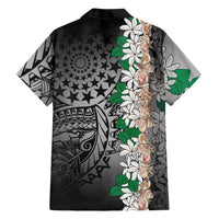 Cook Islands Tiare Maori With Conch Shell Family Matching Short Sleeve Bodycon Dress and Hawaiian Shirt Pasifika Fest Polynesian Tattoo Black