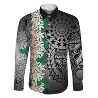 Cook Islands Tiare Maori With Conch Shell Family Matching Short Sleeve Bodycon Dress and Hawaiian Shirt Pasifika Fest Polynesian Tattoo Black