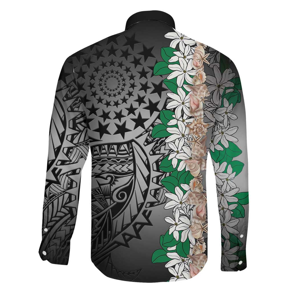 Cook Islands Tiare Maori With Conch Shell Family Matching Short Sleeve Bodycon Dress and Hawaiian Shirt Pasifika Fest Polynesian Tattoo Black