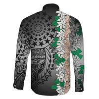 Cook Islands Tiare Maori With Conch Shell Family Matching Short Sleeve Bodycon Dress and Hawaiian Shirt Pasifika Fest Polynesian Tattoo Black
