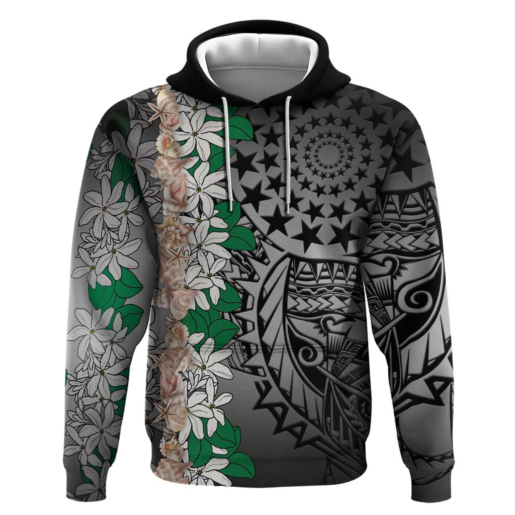 Cook Islands Tiare Maori With Conch Shell Hoodie Pasifika Fest Polynesian Tattoo Black LT14 Pullover Hoodie Black - Polynesian Pride