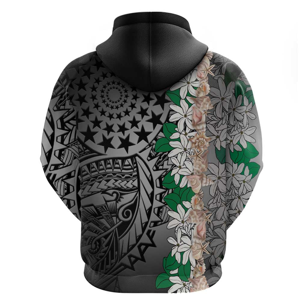 Cook Islands Tiare Maori With Conch Shell Hoodie Pasifika Fest Polynesian Tattoo Black LT14 - Polynesian Pride