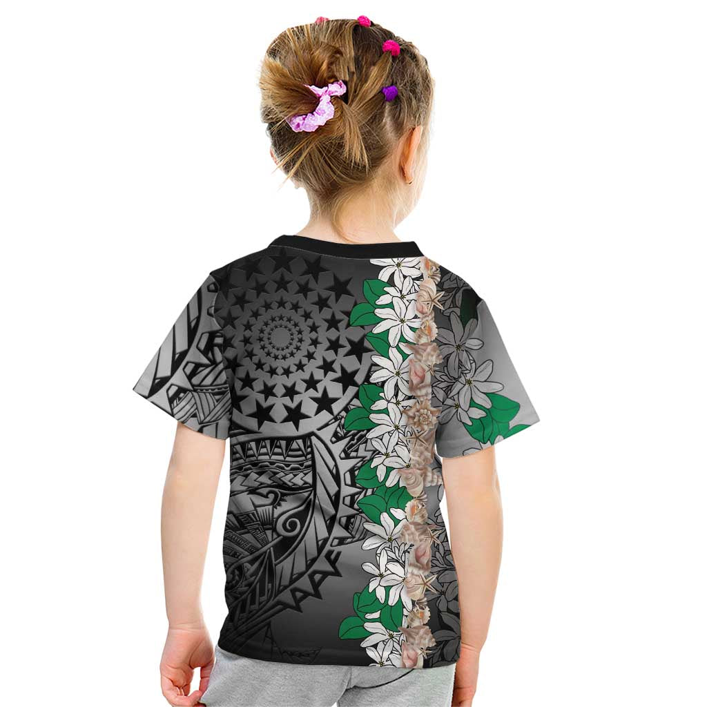 Cook Islands Tiare Maori With Conch Shell Kid T Shirt Pasifika Fest Polynesian Tattoo Black