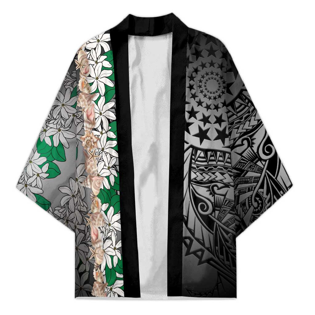 Cook Islands Tiare Maori With Conch Shell Kimono Pasifika Fest Polynesian Tattoo Black