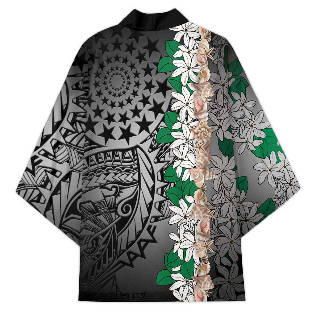 Cook Islands Tiare Maori With Conch Shell Kimono Pasifika Fest Polynesian Tattoo Black