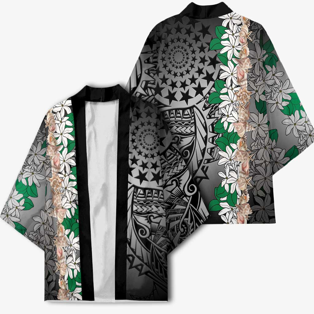 Cook Islands Tiare Maori With Conch Shell Kimono Pasifika Fest Polynesian Tattoo Black