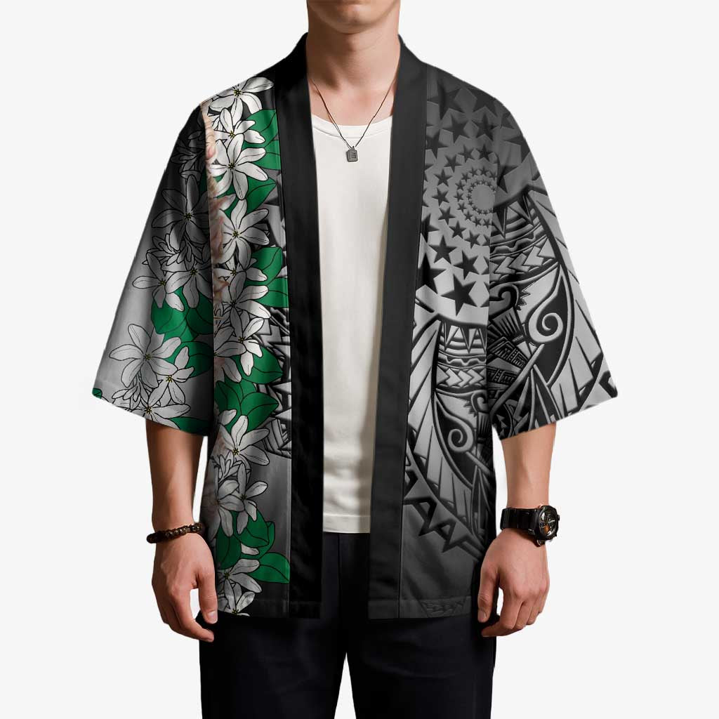 Cook Islands Tiare Maori With Conch Shell Kimono Pasifika Fest Polynesian Tattoo Black