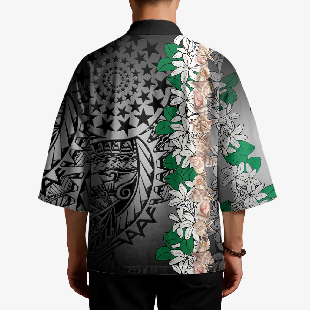 Cook Islands Tiare Maori With Conch Shell Kimono Pasifika Fest Polynesian Tattoo Black