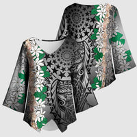 Cook Islands Tiare Maori With Conch Shell Kimono Sleeve Blouse Pasifika Fest Polynesian Tattoo Black LT14 - Polynesian Pride