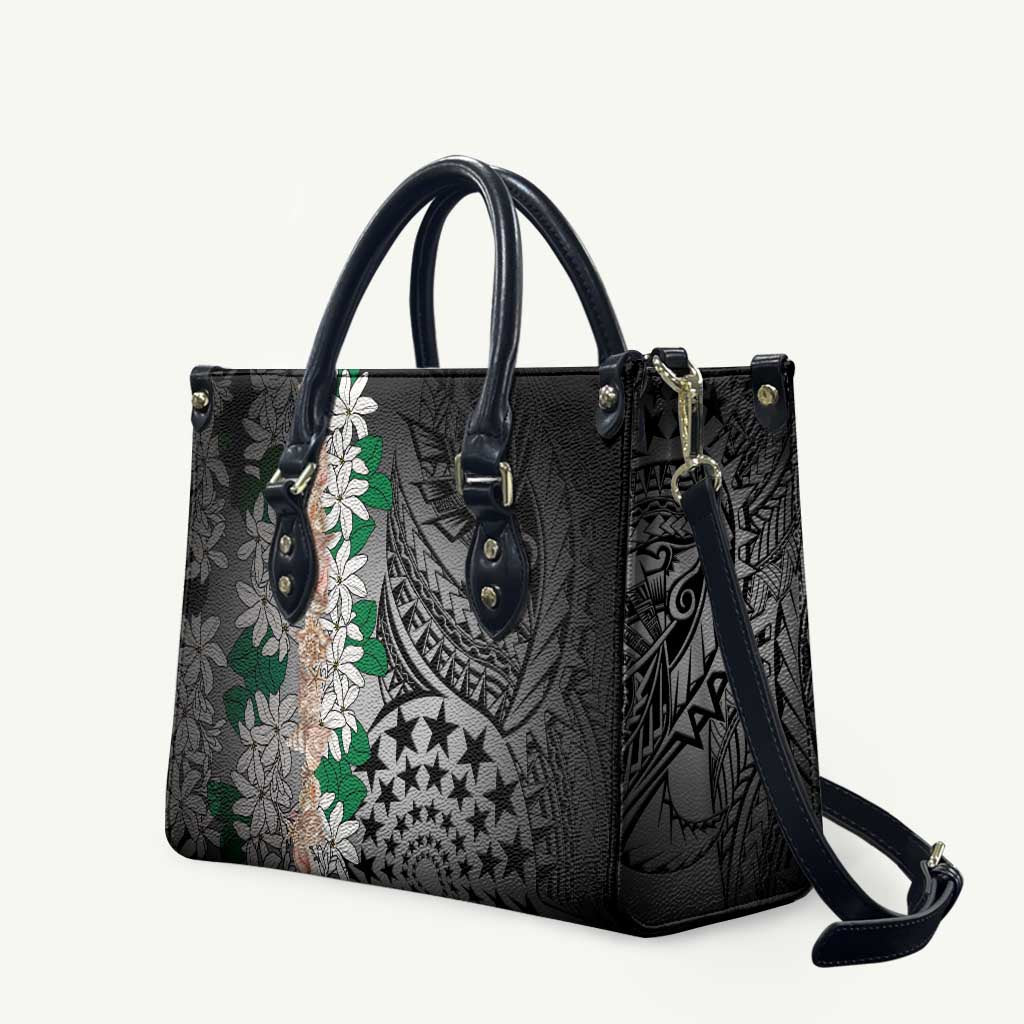 Cook Islands Tiare Maori With Conch Shell Leather Bag Pasifika Fest Polynesian Tattoo Black