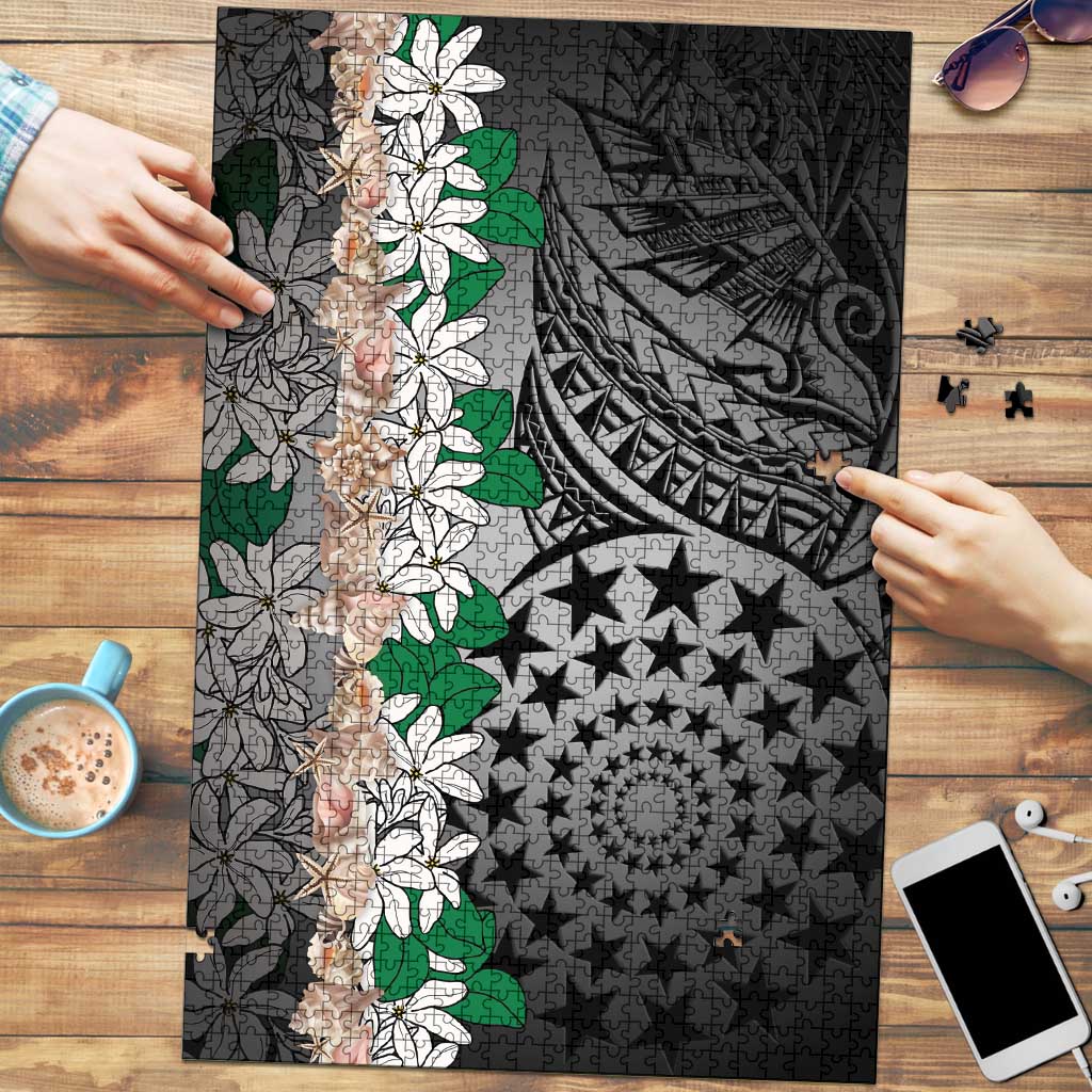 Cook Islands Tiare Maori With Conch Shell Puzzle Pasifika Fest Polynesian Tattoo Black LT14 Black - Polynesian Pride