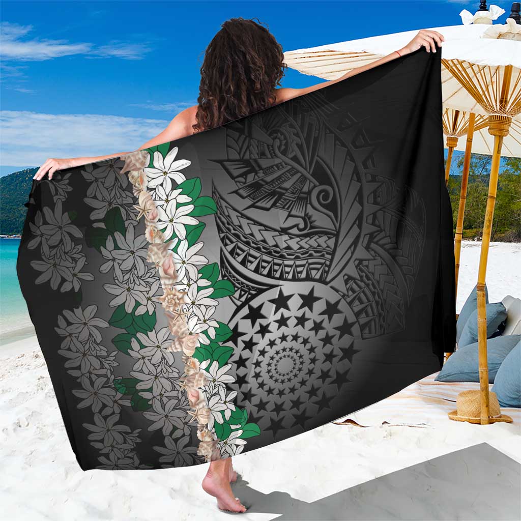 Cook Islands Tiare Maori With Conch Shell Sarong Pasifika Fest Polynesian Tattoo Black LT14 One Size 44 x 66 inches Black - Polynesian Pride