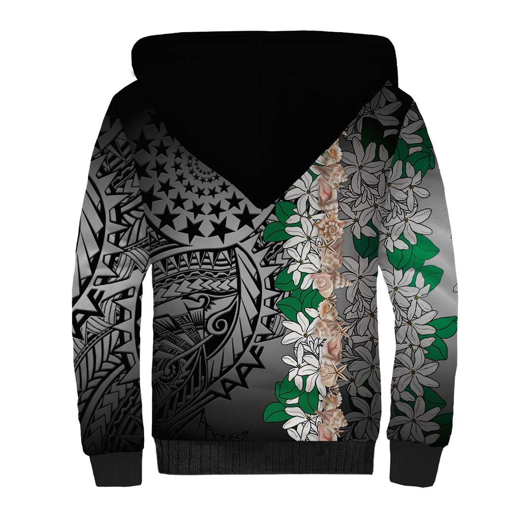 Cook Islands Tiare Maori With Conch Shell Sherpa Hoodie Pasifika Fest Polynesian Tattoo Black LT14 - Polynesian Pride