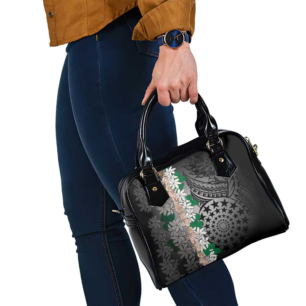 Cook Islands Tiare Maori With Conch Shell Shoulder Handbag Pasifika Fest Polynesian Tattoo Black LT14 - Polynesian Pride