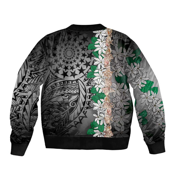 Cook Islands Tiare Maori With Conch Shell Sleeve Zip Bomber Jacket ...