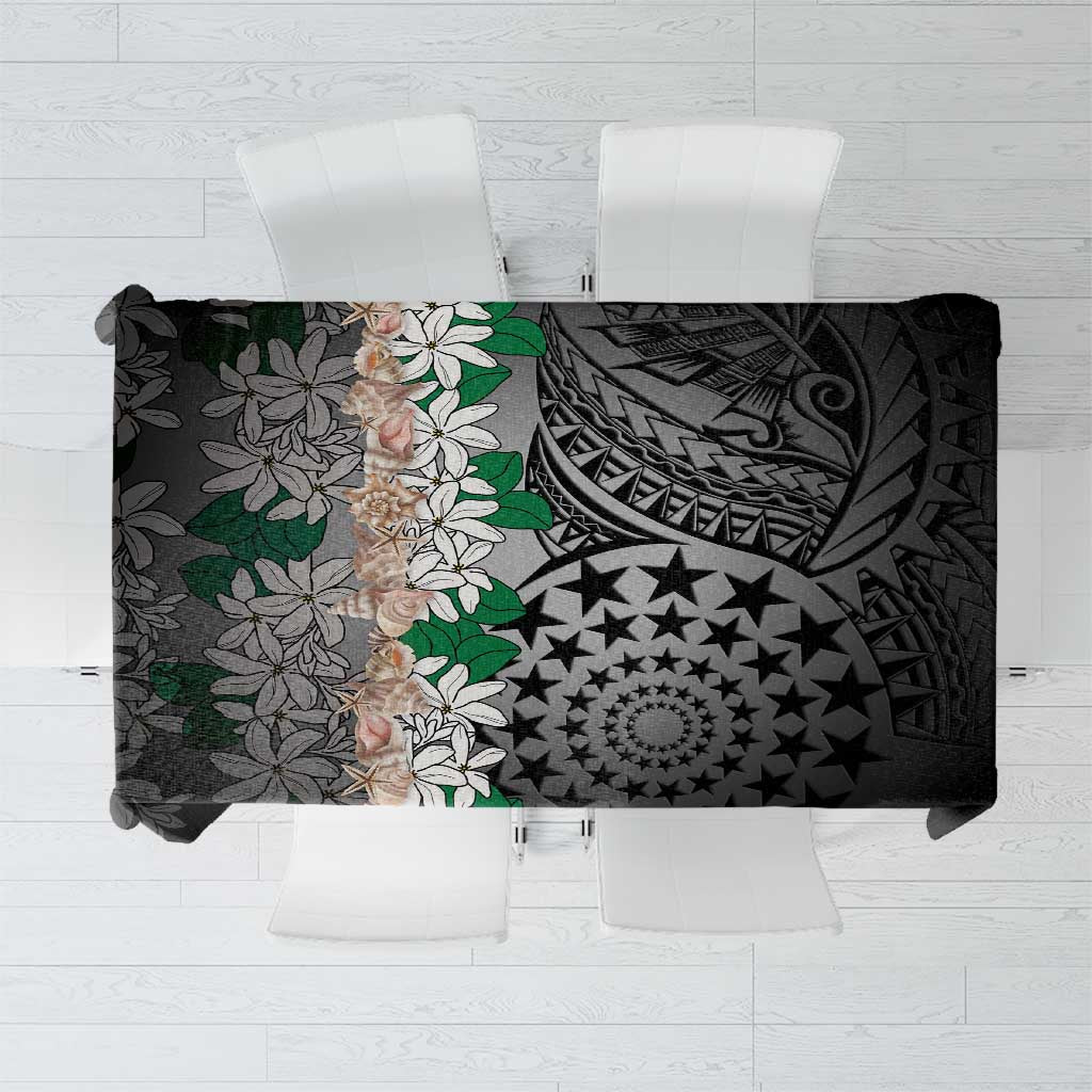 Cook Islands Tiare Maori With Conch Shell Tablecloth Pasifika Fest Polynesian Tattoo Black
