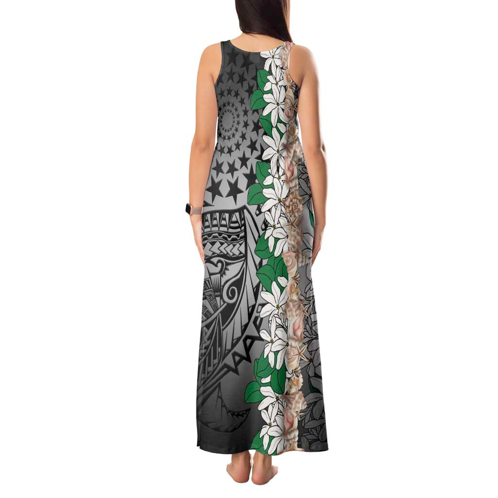 Cook Islands Tiare Maori With Conch Shell Tank Maxi Dress Pasifika Fest Polynesian Tattoo Black