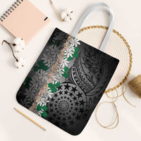 Cook Islands Tiare Maori With Conch Shell Tote Bag Pasifika Fest Polynesian Tattoo Black