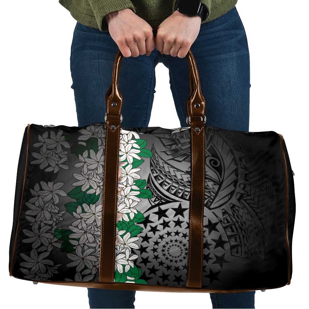Cook Islands Tiare Maori With Conch Shell Travel Bag Pasifika Fest Polynesian Tattoo Black