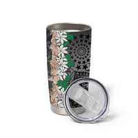 Cook Islands Tiare Maori With Conch Shell Tumbler Cup Pasifika Fest Polynesian Tattoo Black