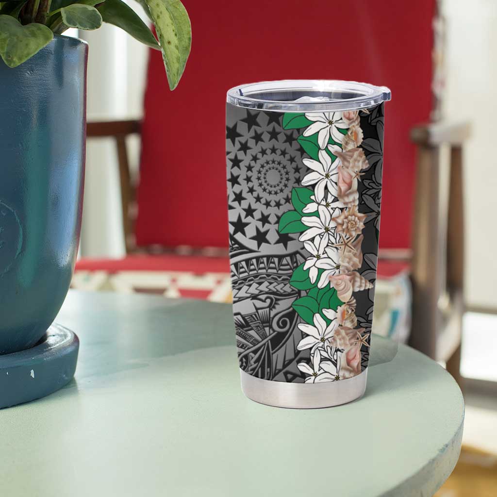 Cook Islands Tiare Maori With Conch Shell Tumbler Cup Pasifika Fest Polynesian Tattoo Black