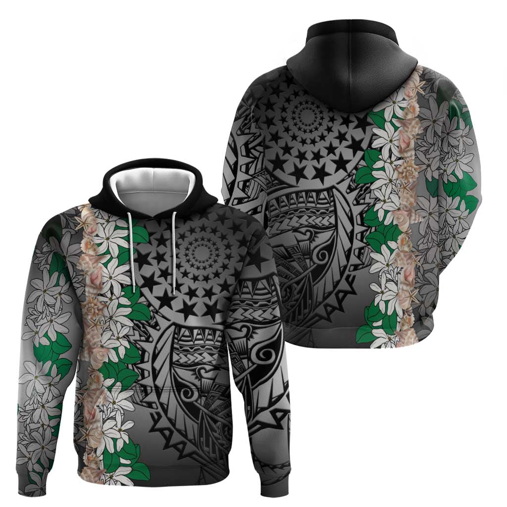 Cook Islands Tiare Maori With Conch Shell Zip Hoodie Pasifika Fest Polynesian Tattoo Black LT14 - Polynesian Pride