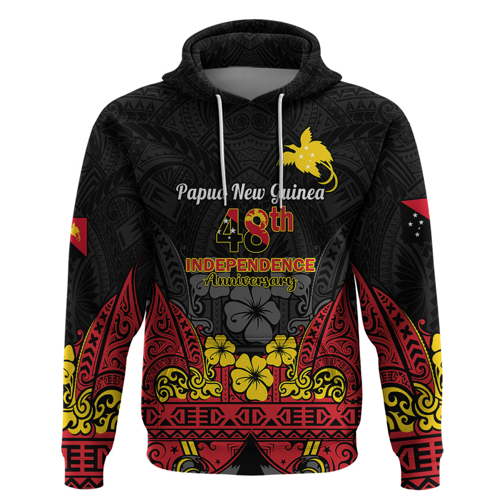 Custom Independence Day Papua New Guinea Hoodie PNG Bird of Paradise 48th Anniversary LT14 Pullover Hoodie Black - Polynesian Pride