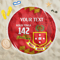 Personalised Kolisi Tonga College Atele Beach Blanket Mate Maa Tonga 142 Years Anniversary LT14 One Size 150cm Red - Polynesian Pride