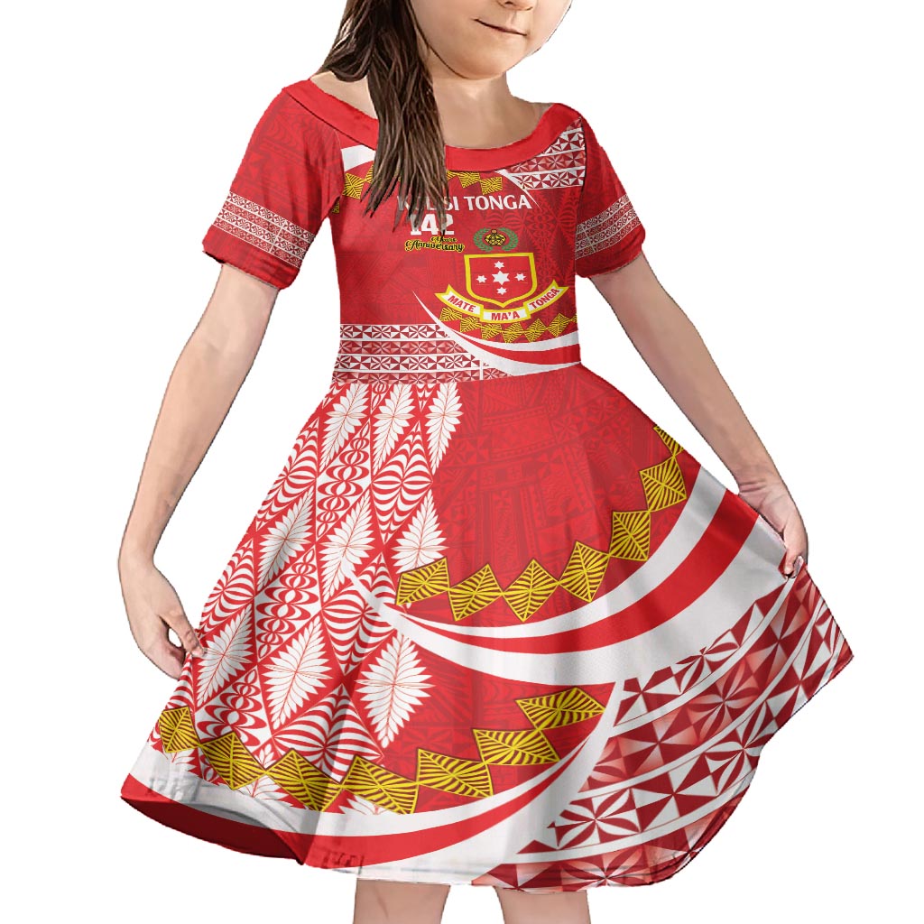 Personalised Kolisi Tonga College Atele Family Matching Off Shoulder Short Dress and Hawaiian Shirt Mate Maa Tonga 142 Years Anniversary