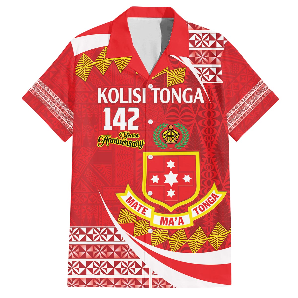 Personalised Kolisi Tonga College Atele Family Matching Puletasi and Hawaiian Shirt Mate Maa Tonga 142 Years Anniversary