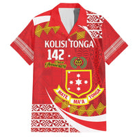Personalised Kolisi Tonga College Atele Family Matching Tank Maxi Dress and Hawaiian Shirt Mate Maa Tonga 142 Years Anniversary LT14 Dad's Shirt - Short Sleeve Red - Polynesian Pride