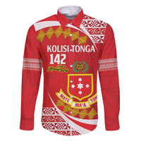 Personalised Kolisi Tonga College Atele Family Matching Tank Maxi Dress and Hawaiian Shirt Mate Maa Tonga 142 Years Anniversary LT14 Dad's Shirt - Long Sleeve Red - Polynesian Pride