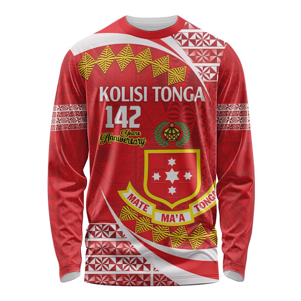 Personalised Kolisi Tonga College Atele Long Sleeve Shirt Mate Maa Tonga 142 Years Anniversary LT14 Unisex Red - Polynesian Pride