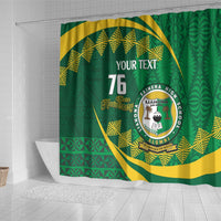 Personalised Tonga Liahona-Saineha High School Shower Curtain Happy 76 Years Anniversary LT14 - Polynesian Pride