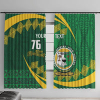 Personalised Tonga Liahona-Saineha High School Window Curtain Happy 76 Years Anniversary LT14 With Hooks Green - Polynesian Pride