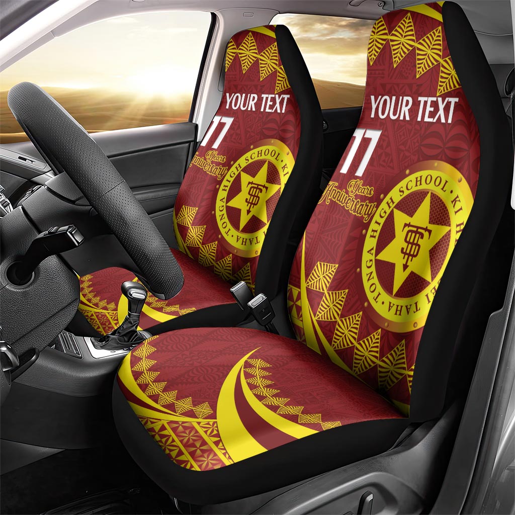 Personalised Tonga High School Car Seat Cover Happy 77 Years Anniversary