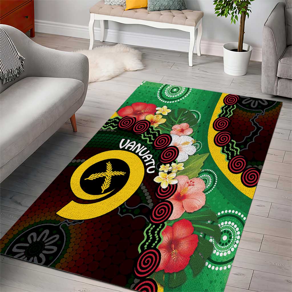 Long God Yumi Stanap Vanuatu Area Rug Tropical Flowers Aboriginal Pattern