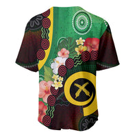 Long God Yumi Stanap Vanuatu Baseball Jersey Tropical Flowers Aboriginal Pattern