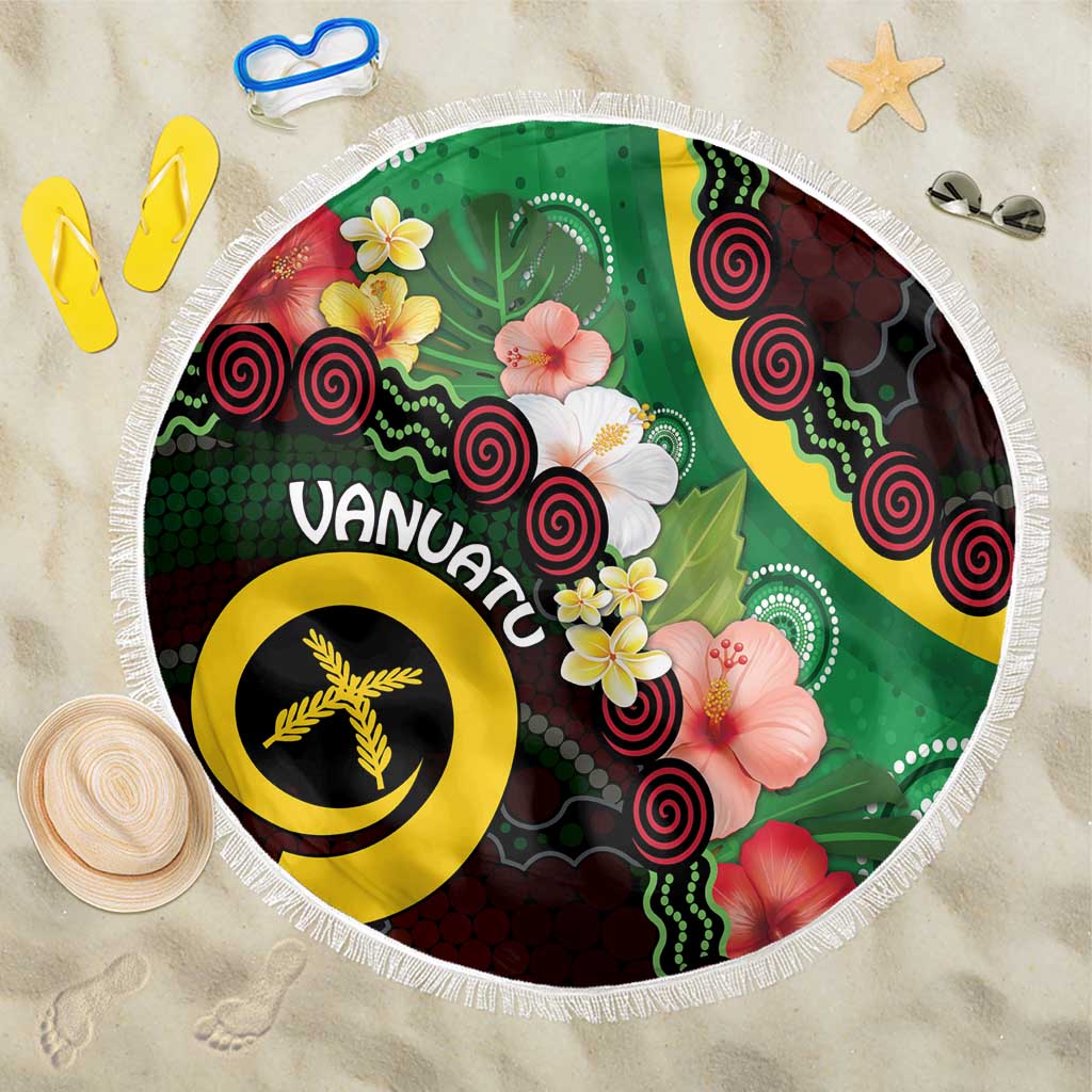 Long God Yumi Stanap Vanuatu Beach Blanket Tropical Flowers Aboriginal Pattern