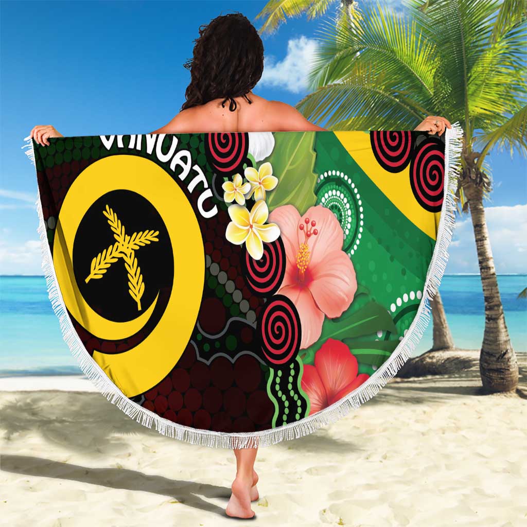 Long God Yumi Stanap Vanuatu Beach Blanket Tropical Flowers Aboriginal Pattern