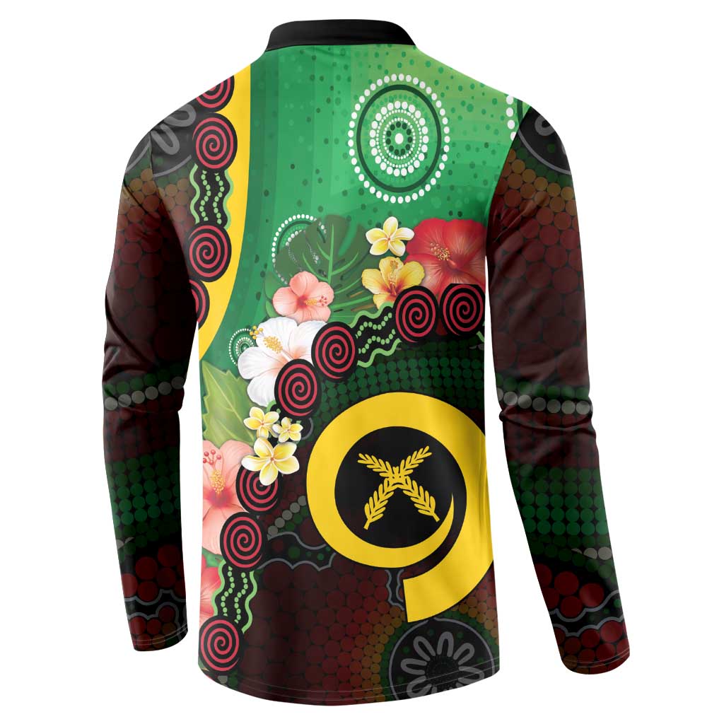 Long God Yumi Stanap Vanuatu Button Sweatshirt Tropical Flowers Aboriginal Pattern