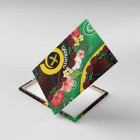 Long God Yumi Stanap Vanuatu Canvas Wall Art Tropical Flowers Aboriginal Pattern