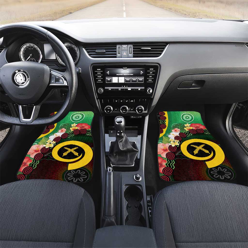 Long God Yumi Stanap Vanuatu Car Mats Tropical Flowers Aboriginal Pattern