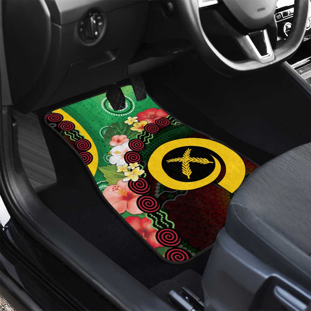 Long God Yumi Stanap Vanuatu Car Mats Tropical Flowers Aboriginal Pattern